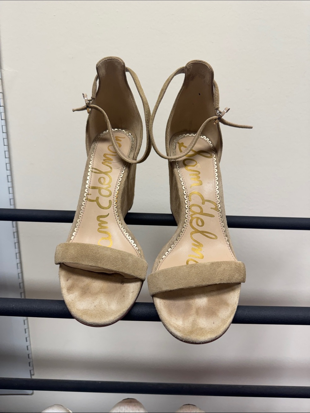 Sam Edelman Tan Suede Ankle-Strap Wedge Sandals
